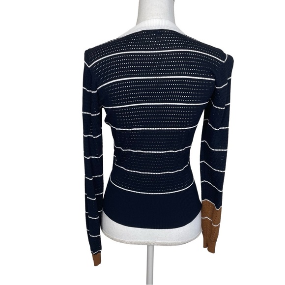 SELFWHO Black Openwork Knit Sweater Long Sleeve T-shirt Size Small - Picture 7 of 16